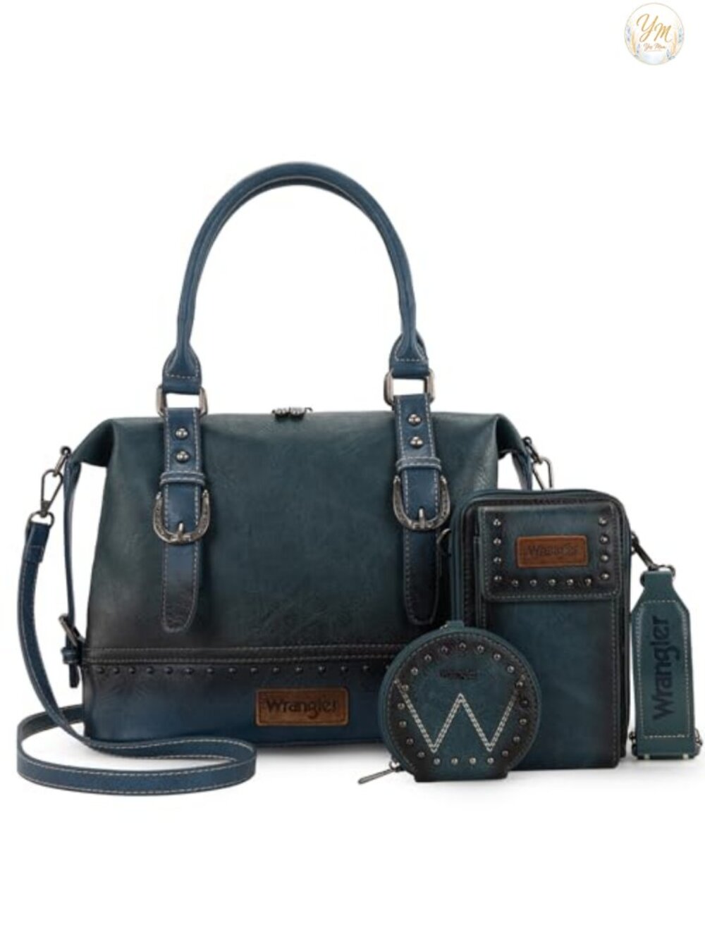 3-Piece Doctor Satchel Set with Faux Leather Texture & Cell Phone Wallet